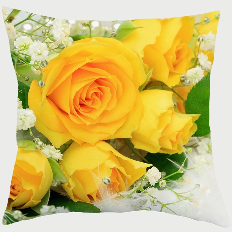 Sofa Cushion Pillow Cover Romantic Valentine Day Heart Red Rose Flower