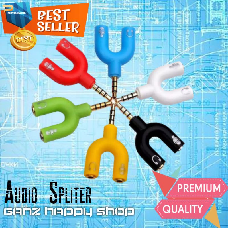 3.5Mm U Shape Male To Dual Female Headphones Microphone Audio Splitter ...