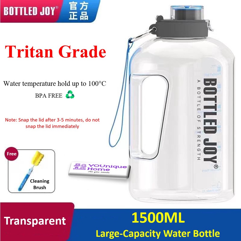 Bottled Joy Tritan 1500ML Water Bottle Motivational Time Marker GYM