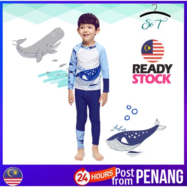 [78]🇲🇾PENANG READY STOCK Boy Swimsuits Kids Swimsuit Boy Long sleeve