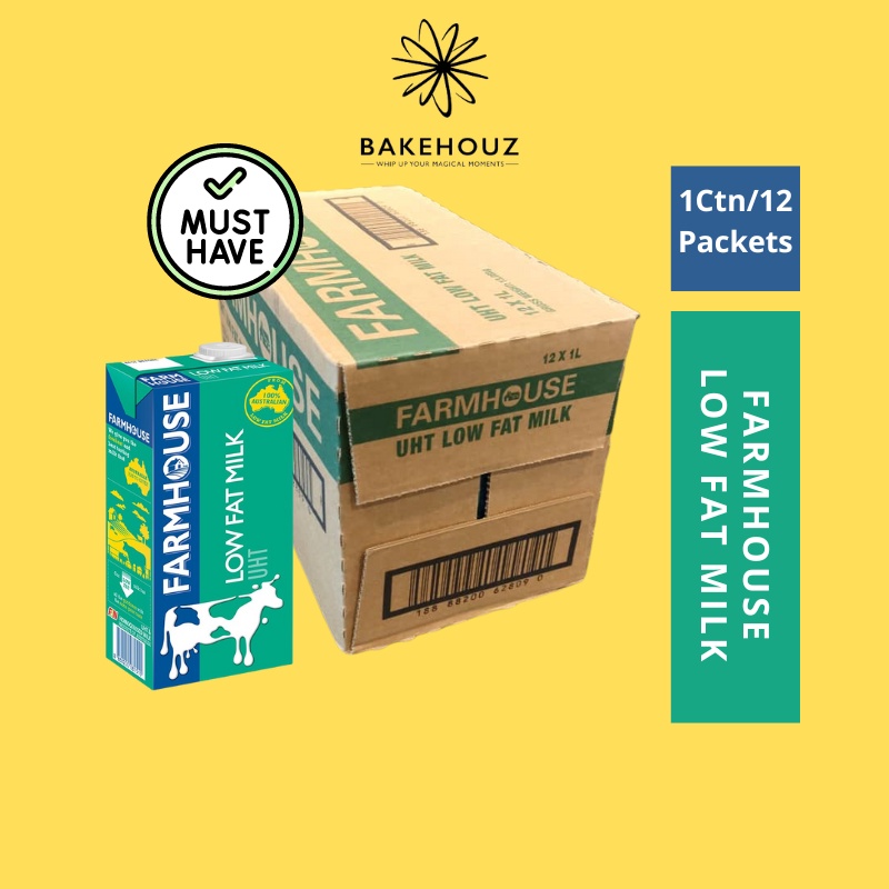 FARMHOUSE UHT Low Fat Milk 1L x 12 packets (Expiry Date: 26 NOV 2022 ...