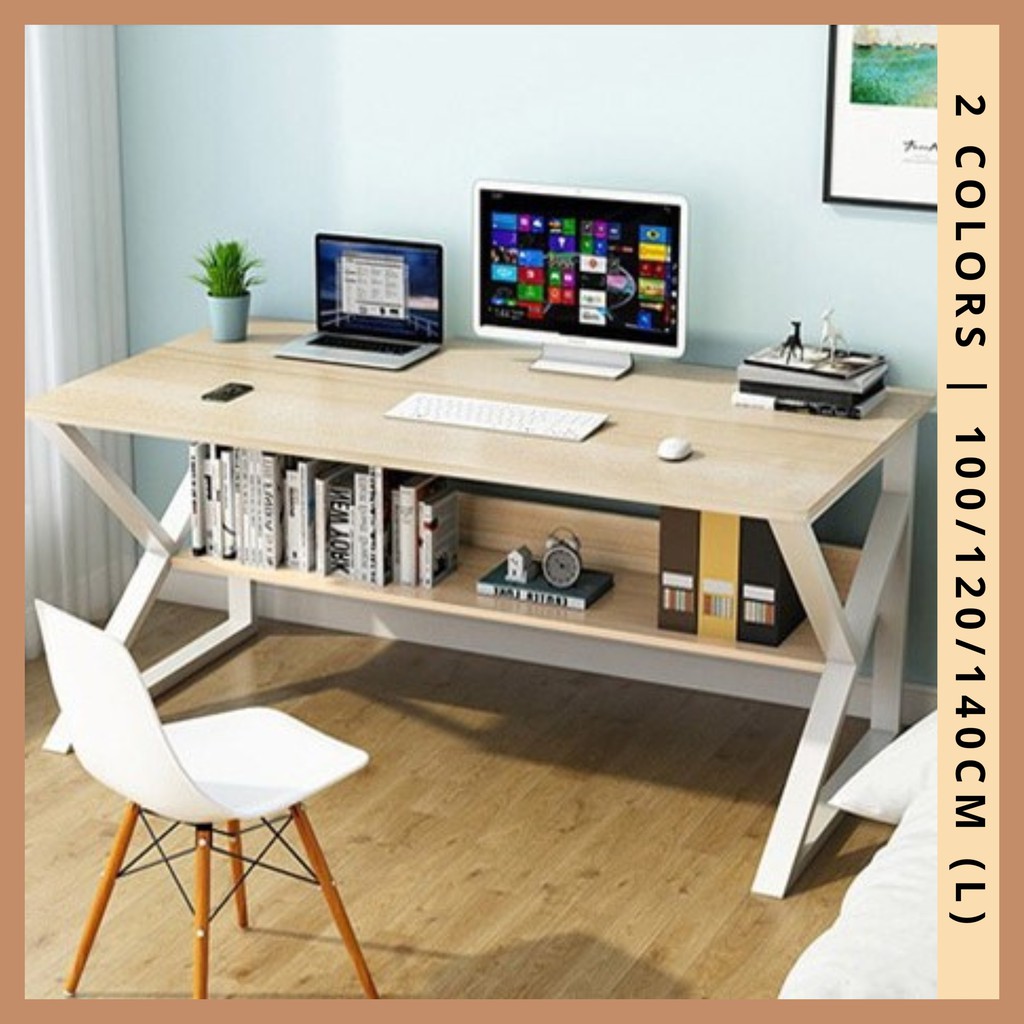Large Computer Table Desk Workstation with Shelf [9008-9010] | Shopee ...