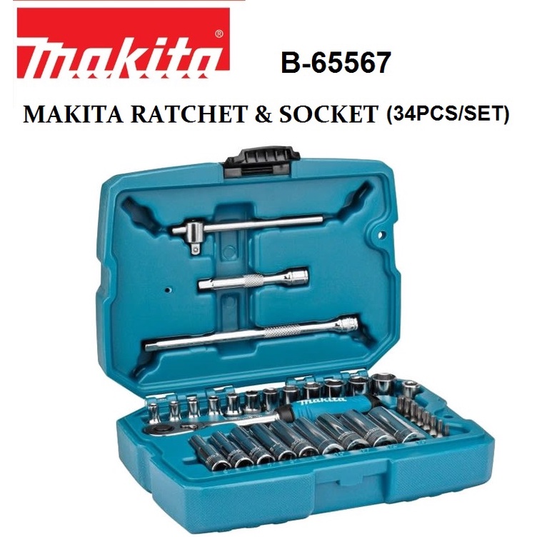 MAKITA RATCHET & SOCKET (34PCS/SET) B-65567 | Shopee Malaysia