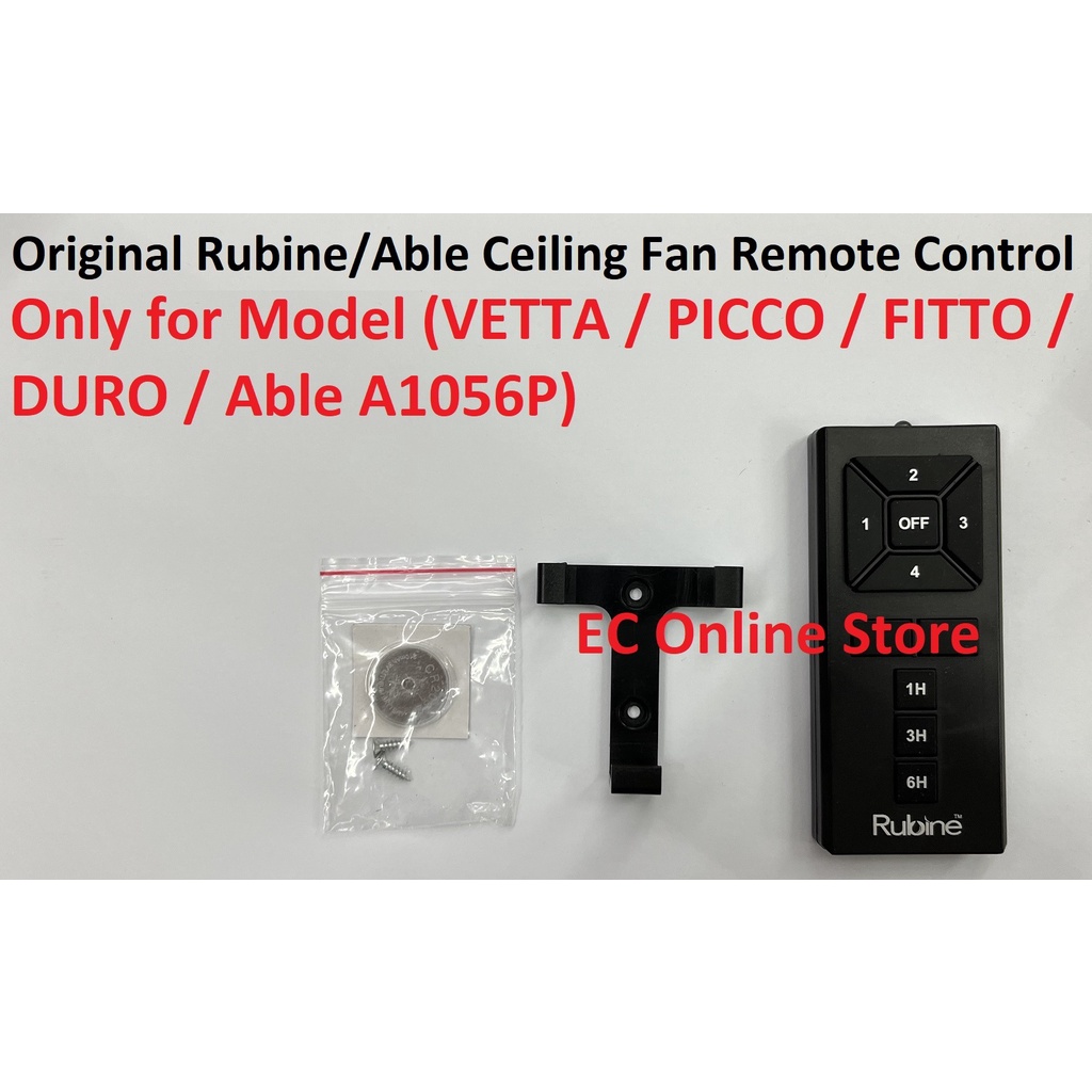 Original Rubine/Able Ceiling Fan Remote Control (ONLY for Model VETTA