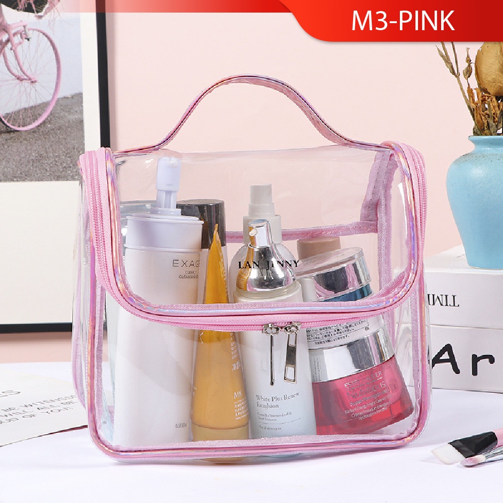 Waterproof Cosmetic Bag With Handle Easy Cleaning Transparent Portable ...