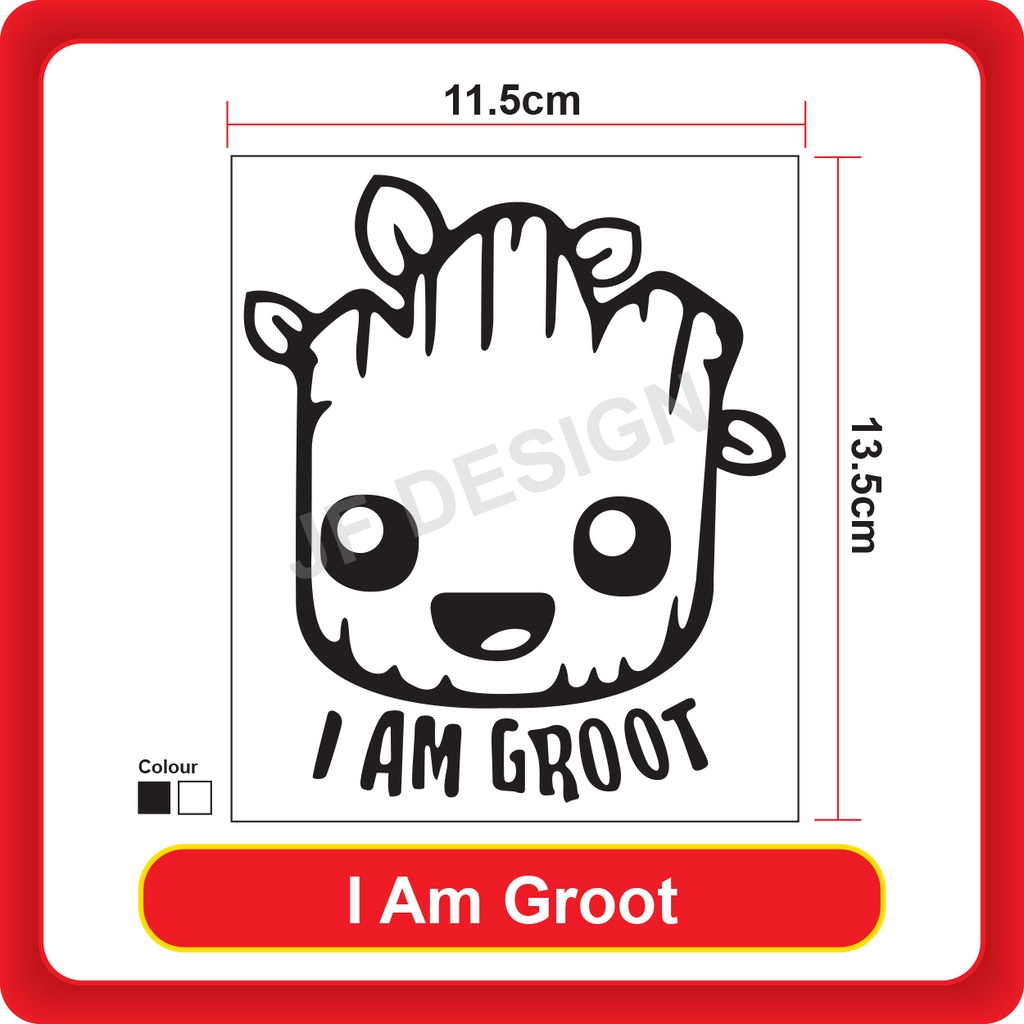 Quality Car Sticker I Am Groot [11.5cm x 13.5cm][Sticker Cutting][Black ...
