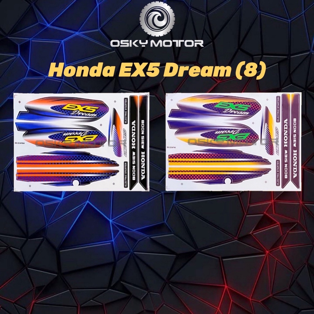 Honda EX5 Dream (8) Body Sticker - Black / Red | Shopee Malaysia