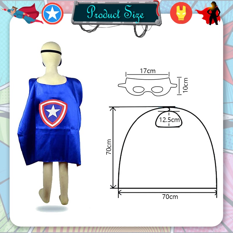 Kids Superhero Cape & Mask Set - Satin Cloak With Velcro, Halloween Cosplay Costume For Ages 1-9 - View #3
