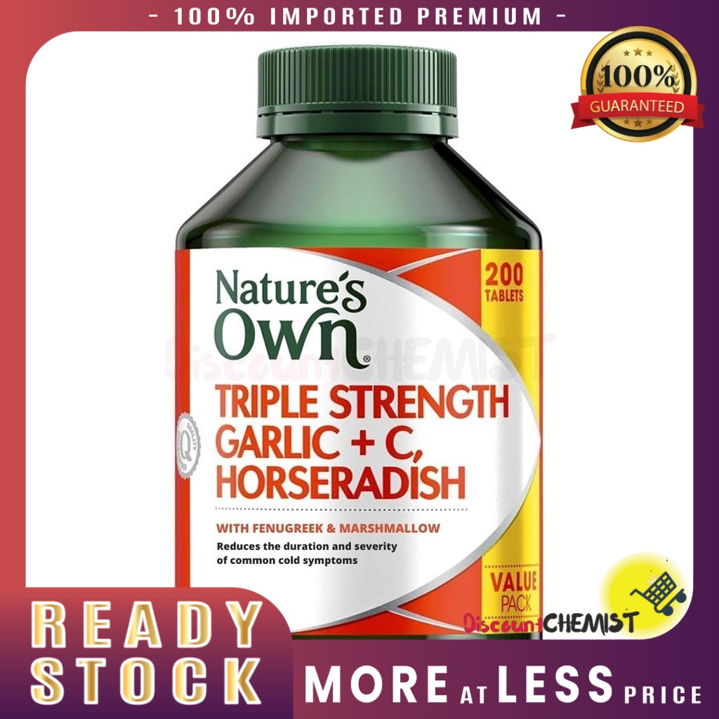 [READY STOCK] NATURE'S OWN Triple Strength Garlic + C, Horseradish with