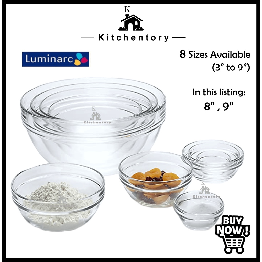 [8/9"] LUMINARC Microwave Oven Safe Tempered Glass BowlSalad Bowl