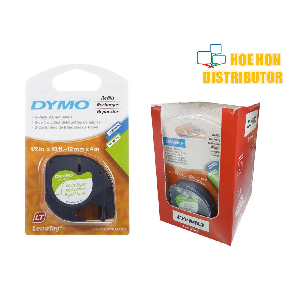 Dymo Letratag Label Marker Cartridge Paper White Refill 12mm x 4m