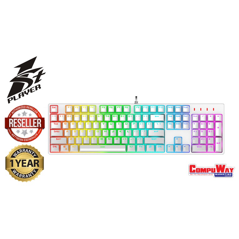 1ST PLAYER DK5.0 (104KEYS WHITE) FULL SIZE MECHANICAL KEYBOARD | Shopee ...