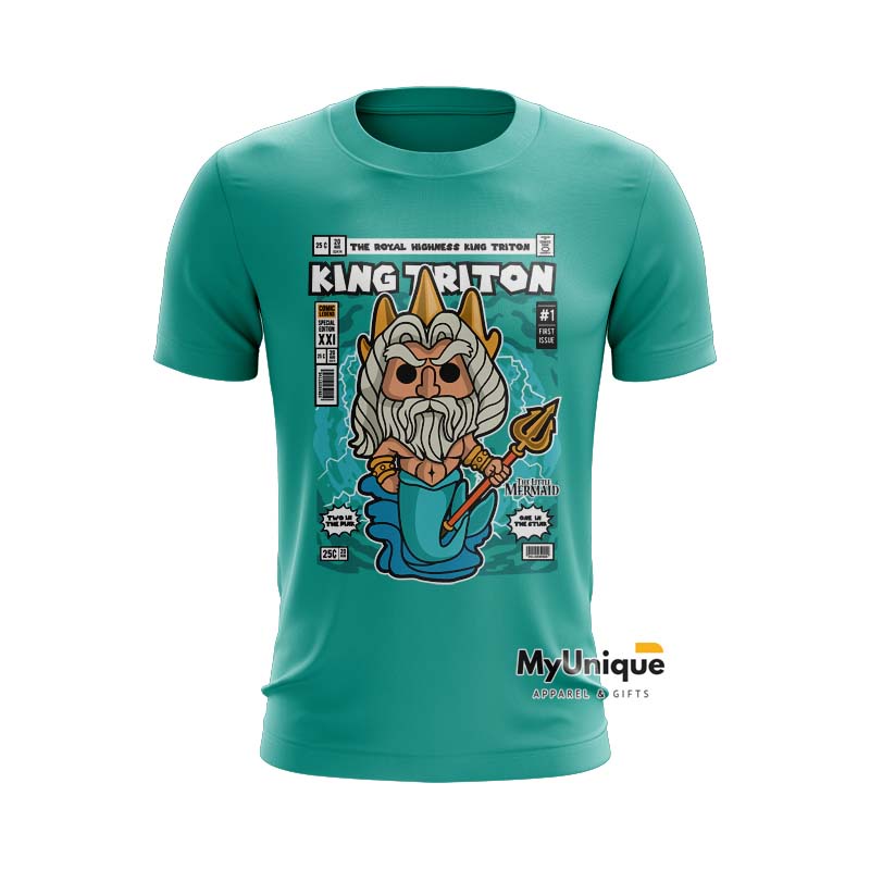 MyUnique Pop Culture KING TRITON Custom Print T-shirt (Emerald ...