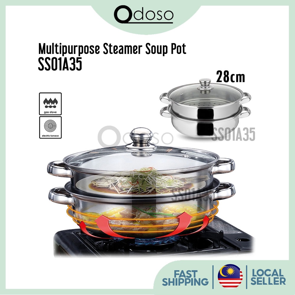 SS01A35 28cm 2 Tiers Multipurpose Steamer Pot Set Stainless Steel ...