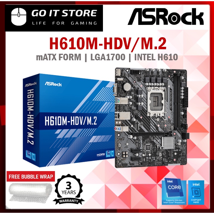 Asrock H610MHDV M.2 Intel LGA1700 mATX Motherboard Shopee Malaysia