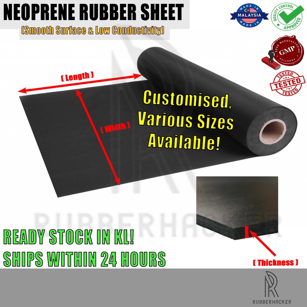 Neoprene Rubber Sheet (CR) 1mm, 1.5mm, 3mm Thickness Size, Smooth ...