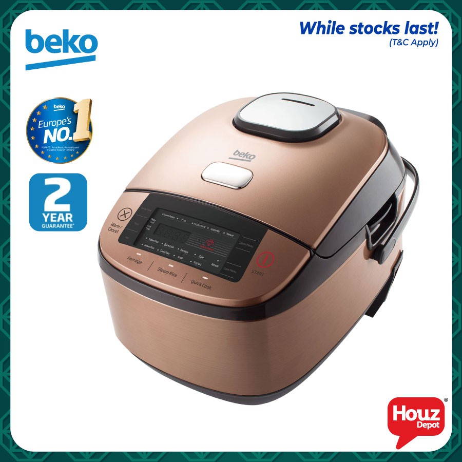 BEKO 1.8L RICE COOKER MICROCOMPUTER RCM67023R Multi-Menu Selections/Pre ...