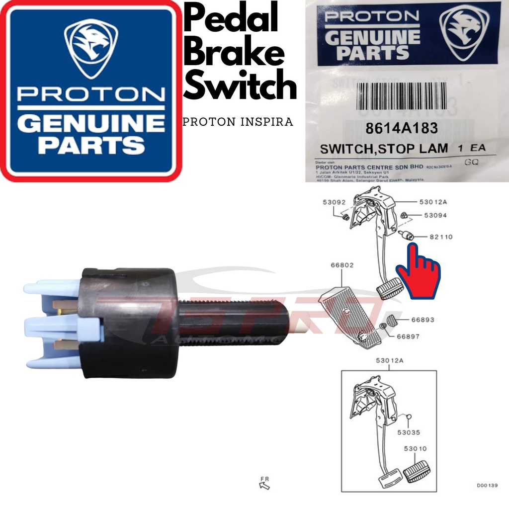 Proton Inspira Genuine Pedal Brake Switch Suis Brek Lampu 8614A183