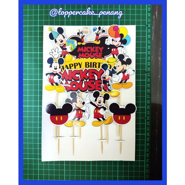 Mickey Mouse Happy Birthday Decoration Set Cake Topper for Birthday ...