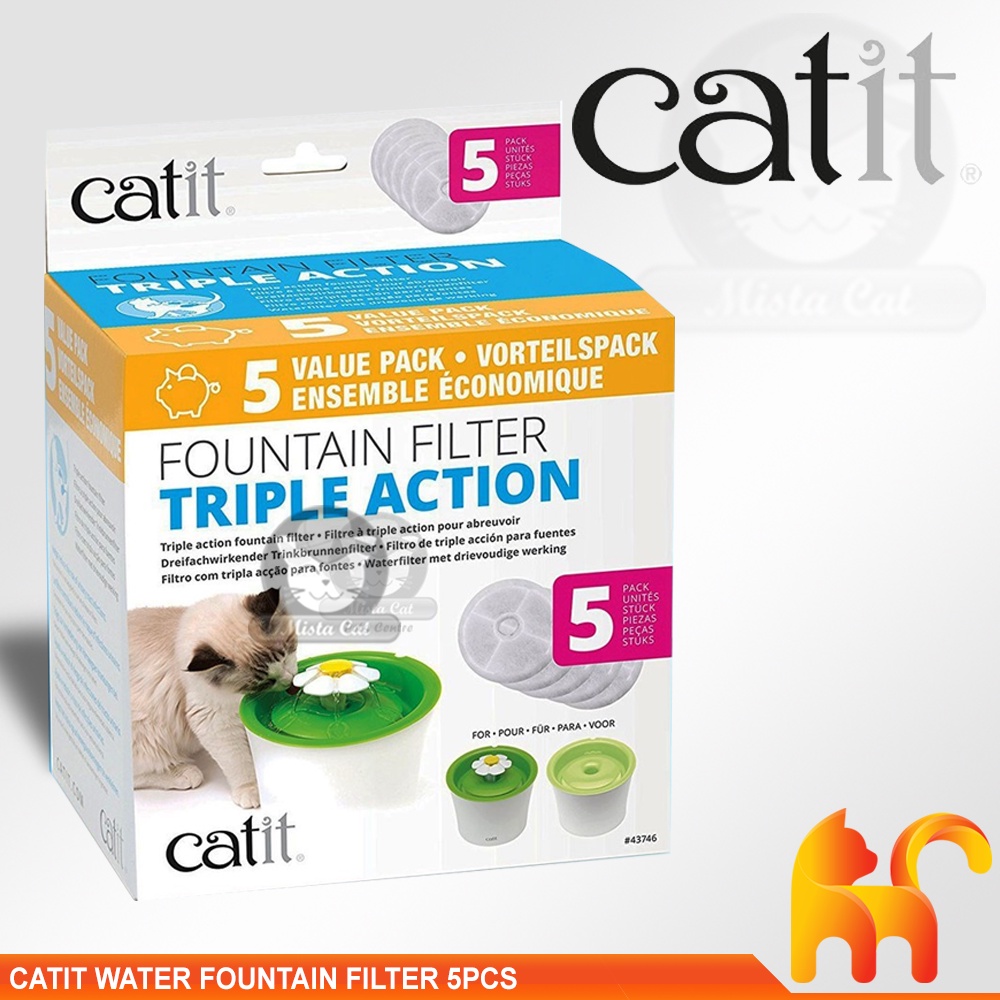 Catit Water Fountain 3L Filter Triple Action 5 Packs | Suitable Model ...