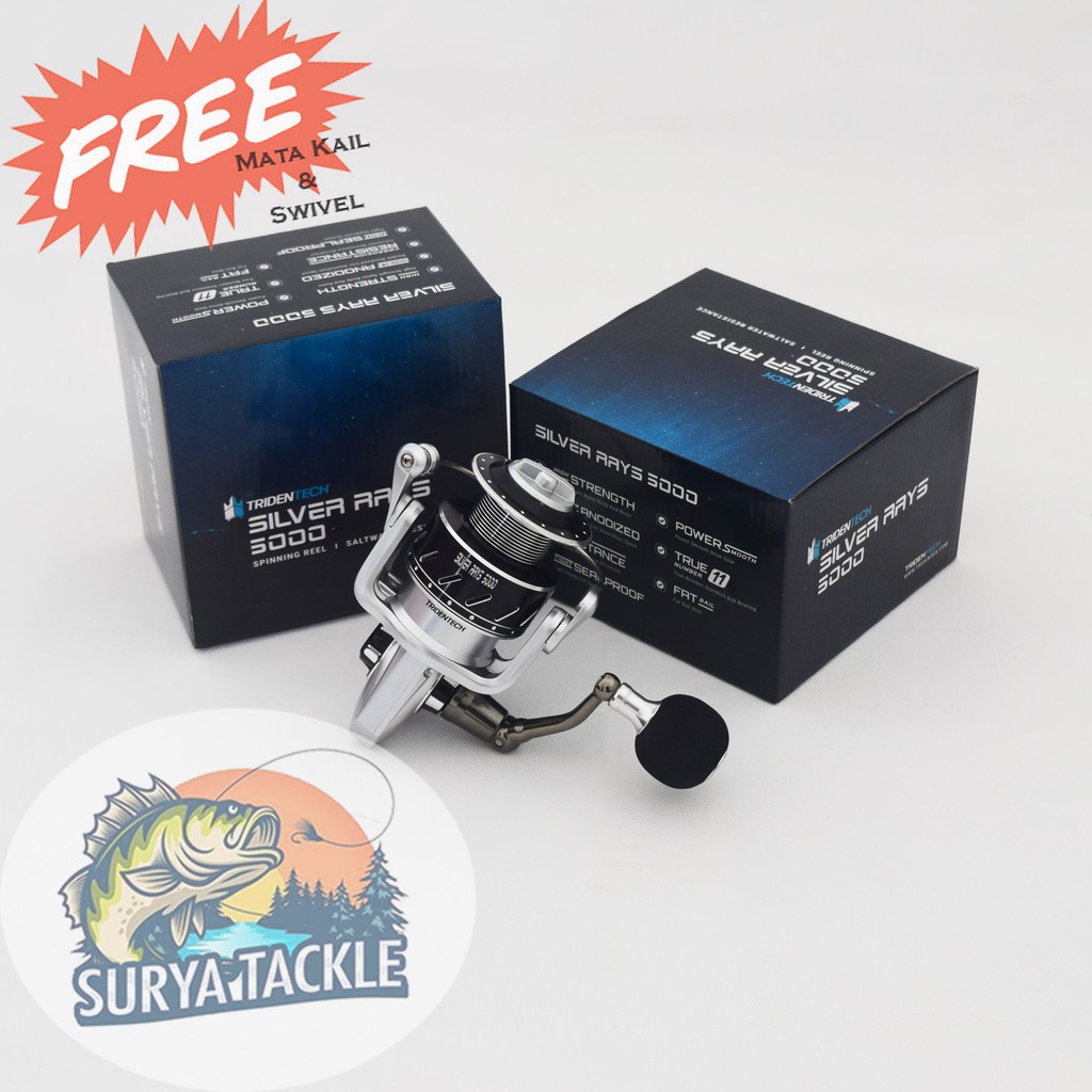 Tridentech Silver Rays 5000 PowerHandle Jigging Casting Saltwater Reel ...