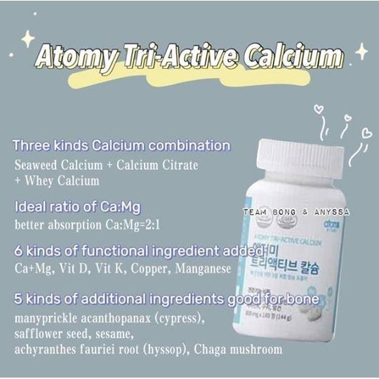 Atomy Tri-Active Calcium 800mg x 180 Tablets / 1 bottle | Shopee Malaysia
