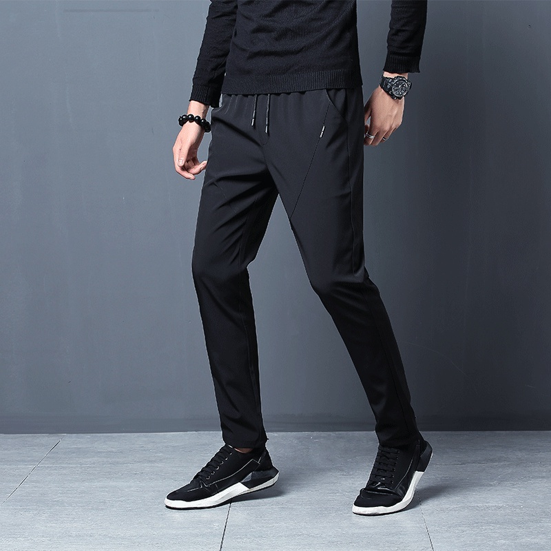 Size 28-40 Men's Formal Pants Office Slim Fit Black Long Trousers