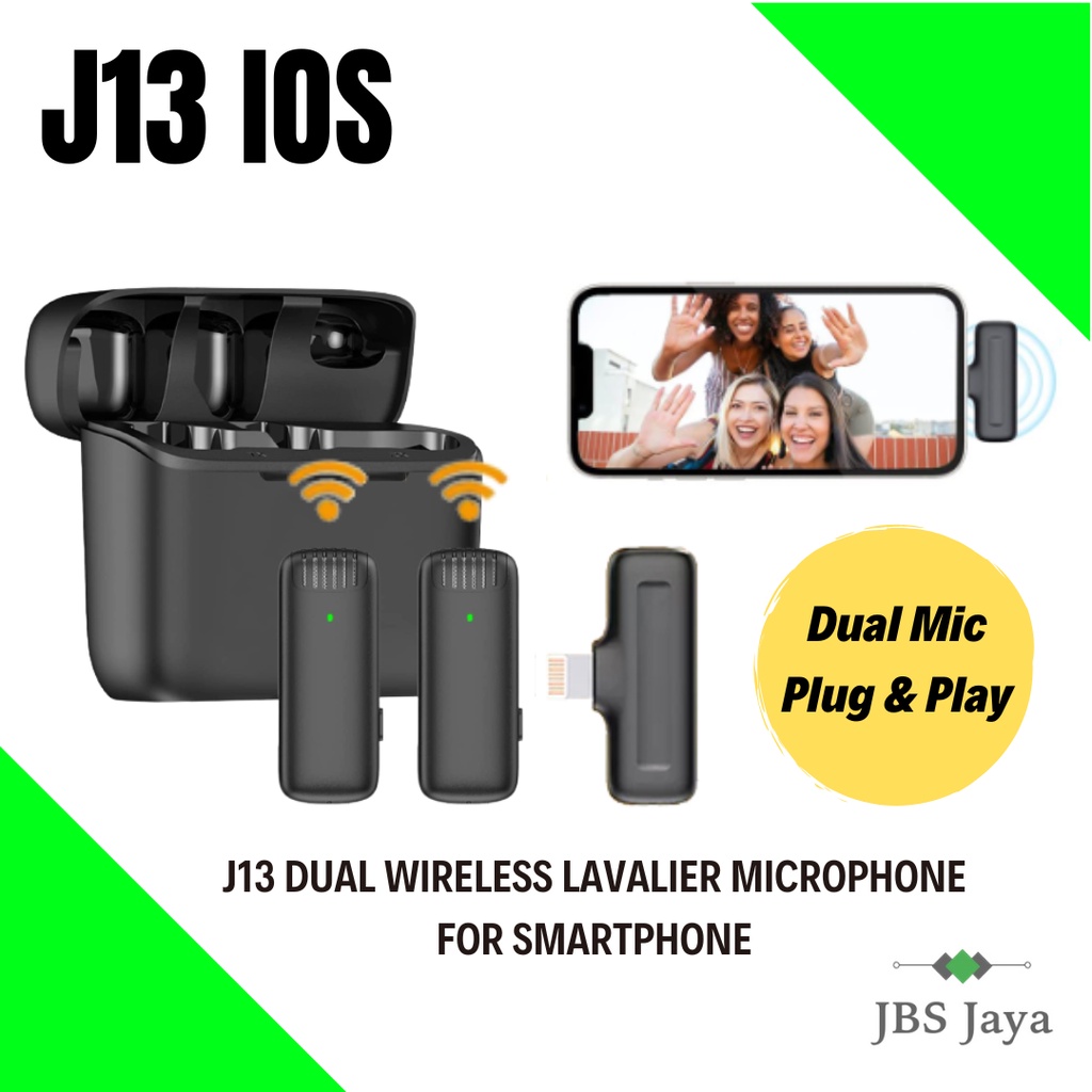 J13 Dual Wireless Lavalier Microphone for Smartphone Shopee Malaysia