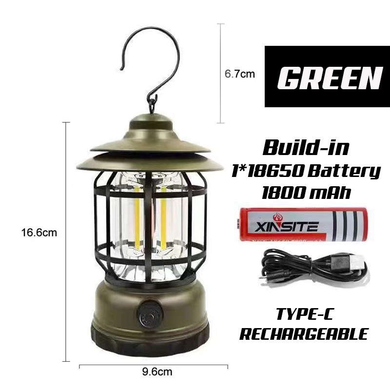 JDEX Vintage Camping Light Lantern Rechargeable LED Retro Outdoor Light ...