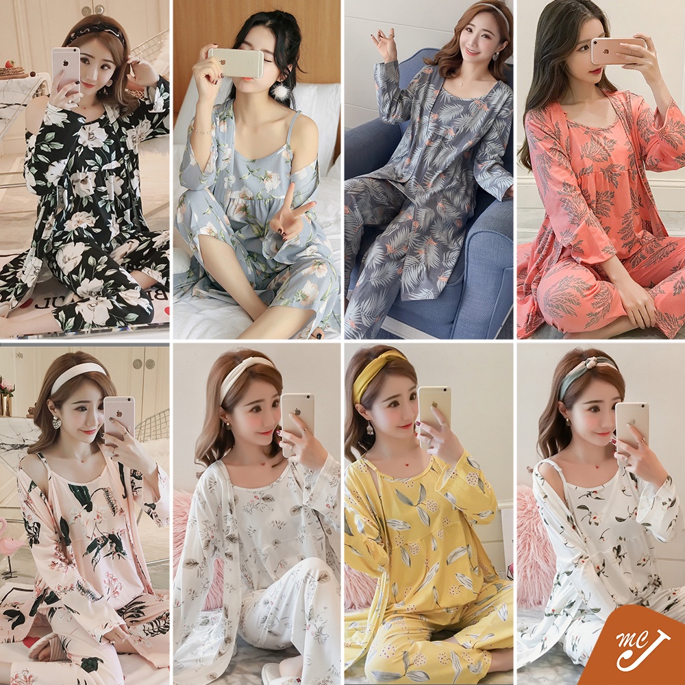 McJoden - IVY Pajamas Set Long Sleeve Women Sleepwear Nightwear Baju ...