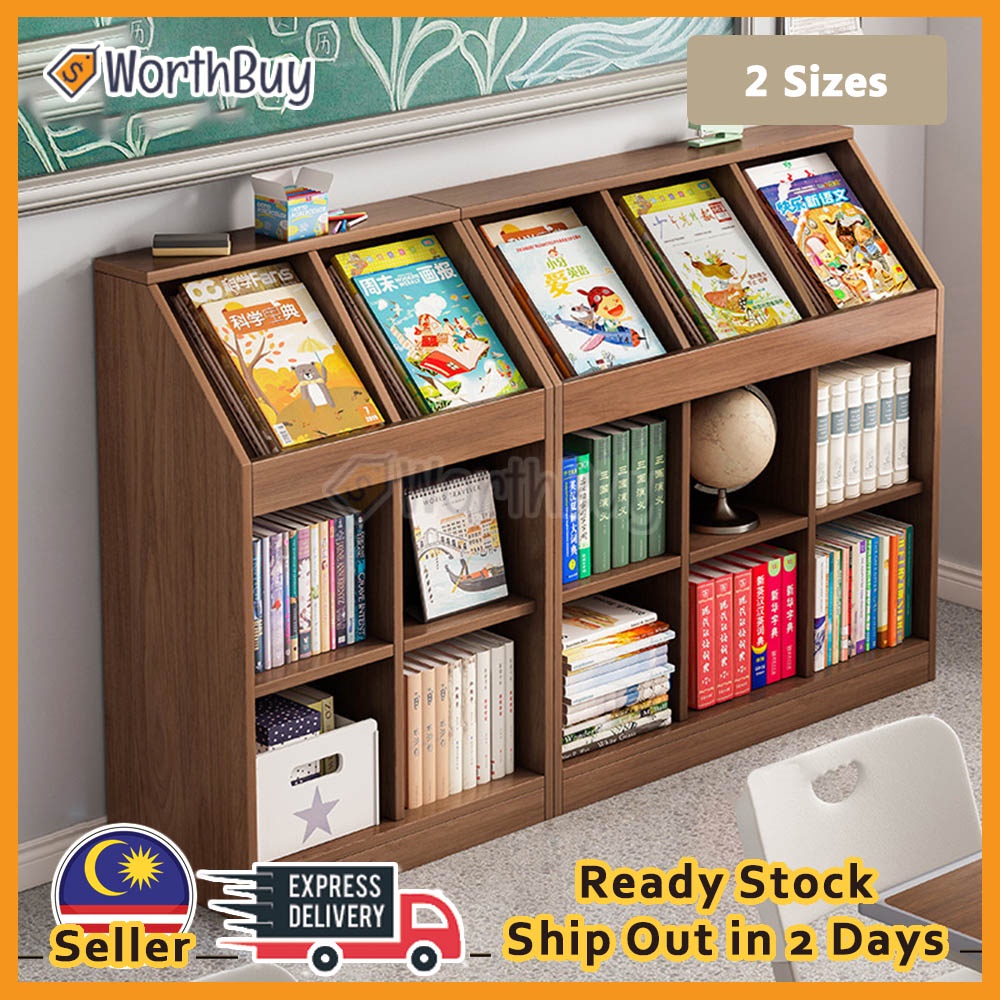 Worthbuy Wooden Open Storage Book Shelf 木制书柜 Rak Buku Bertingkat Kayu ...