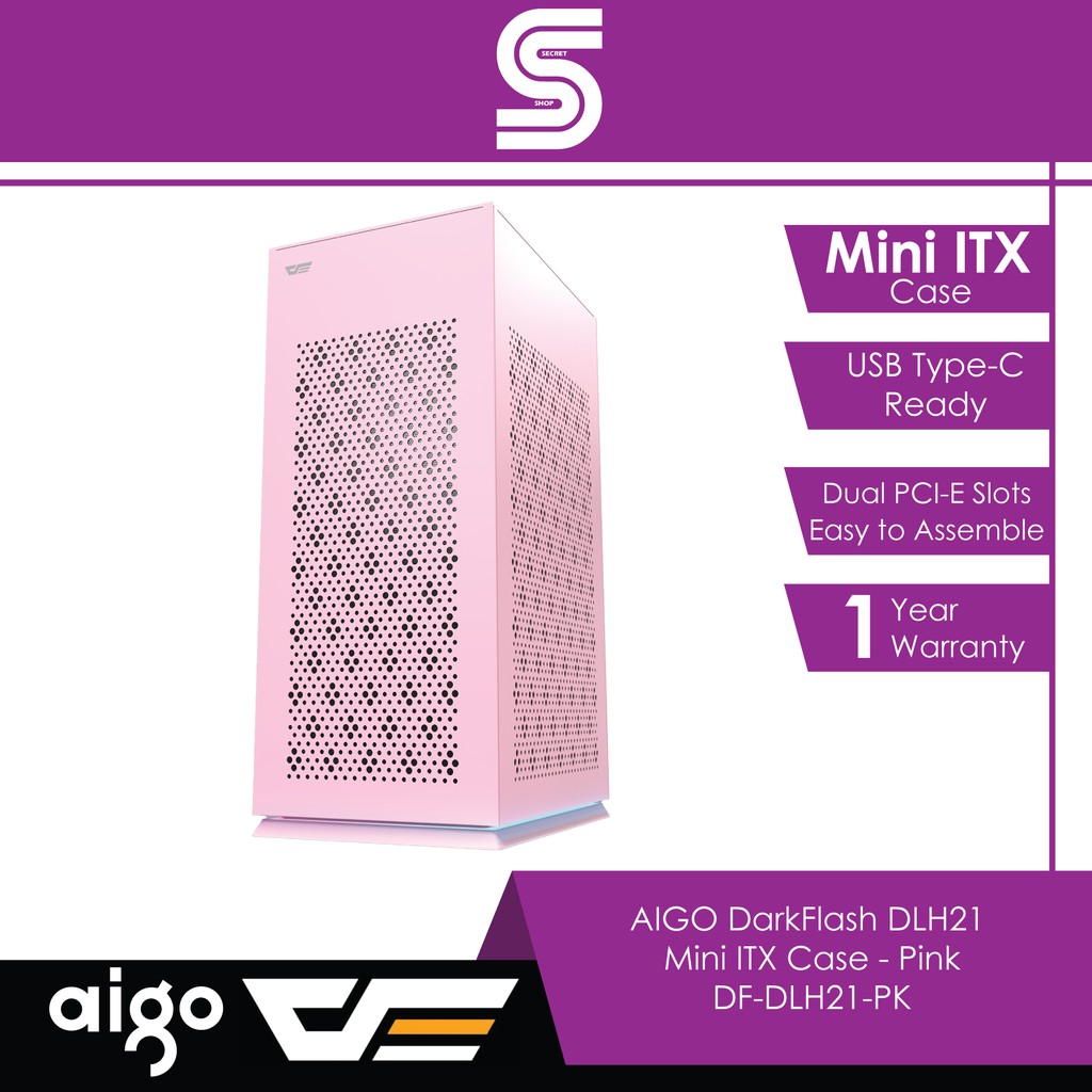 AIGO DarkFlash DLH21 Mini ITX Case - Pink - DF-DLH21-PK | Shopee Malaysia