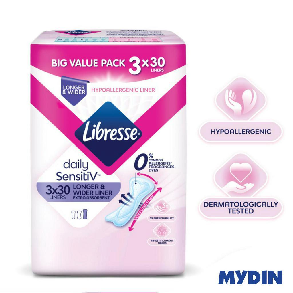 Libresse Daily Value Pack SensitiV Longer & Wider Liner 17.5cm (3 x 30