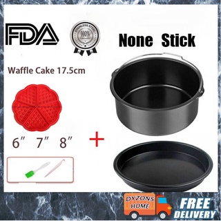 10 Pcs Air Fryer Accessories Set Food-grade Air Fryer Accessories with Cake Basket Pizza Pan Stainless Steel Skewer Rack Oil Brush and More Non-Stick