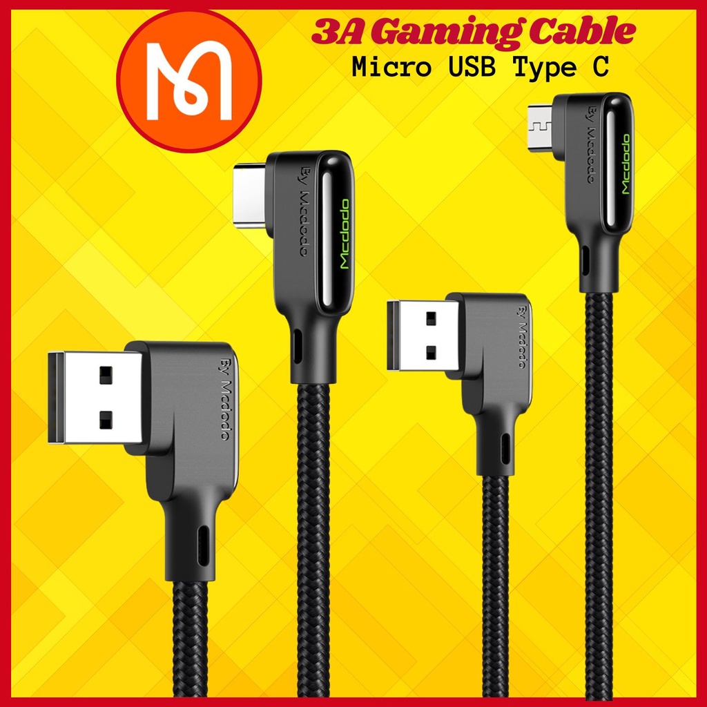 【1YrWarranty】Mcdodo Fast Charging 3A Micro USB Cable Type C Cable ...