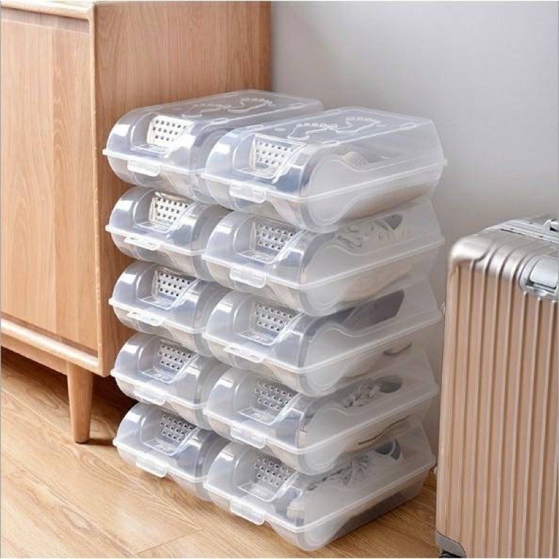 Hard Shoe Box With Open-Close Lid With Ventilation Holes Can Be Stacked ...