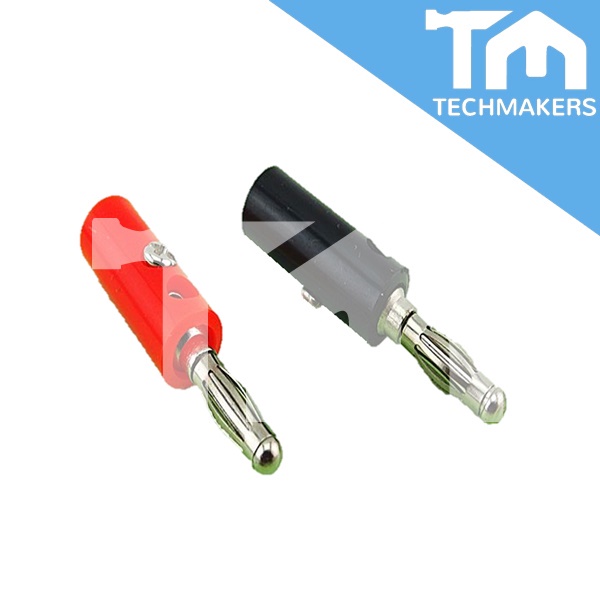 1pcs of Banana Plug Black/ Red Stackable 4mm 12A Premium Unshrouded Test Lead Male TechMakers