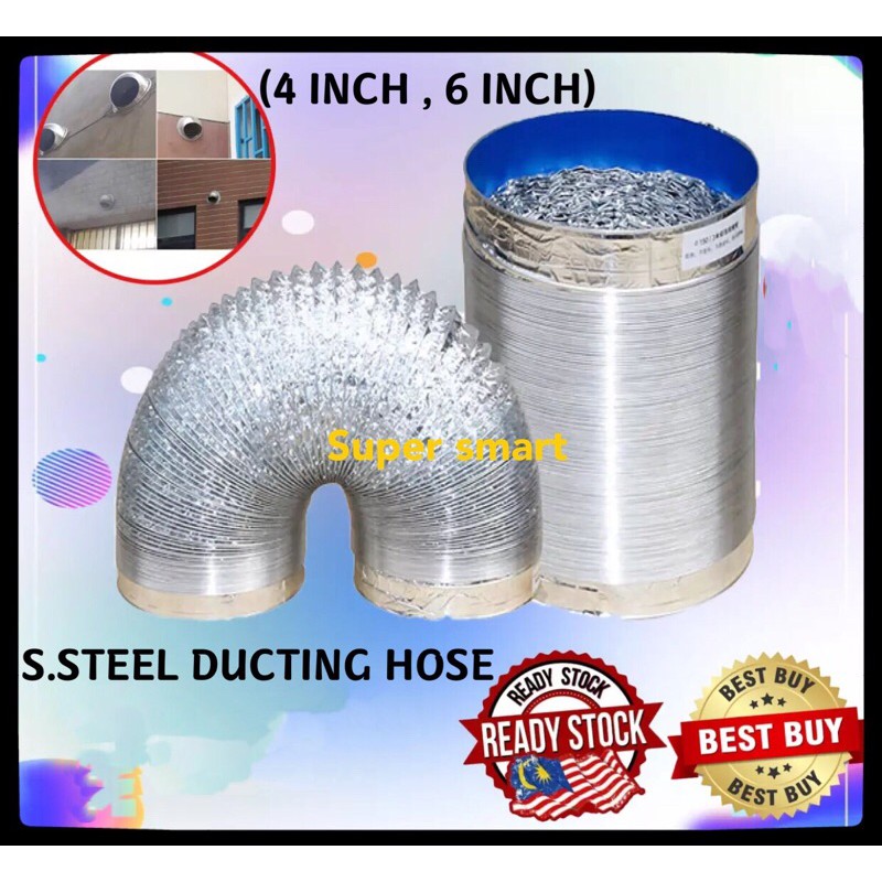 ALUMINIUM DUCTING HOSE 3 METER 10 FEET ( 4” , 6”) Shopee Malaysia