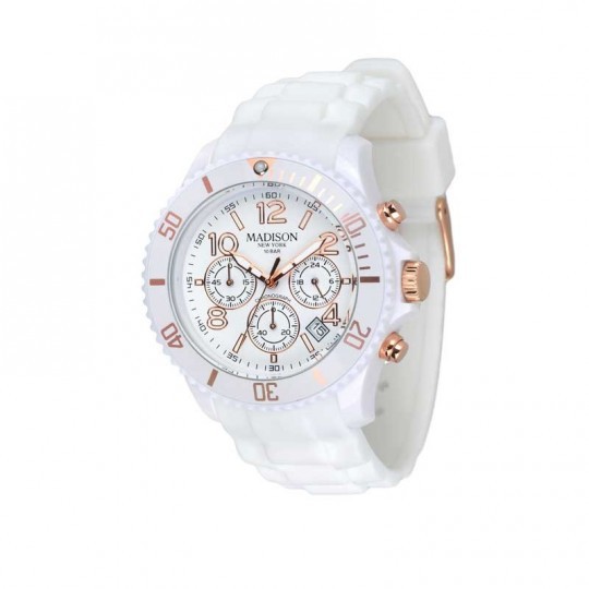 Madison Quartz Chronograph Date White Silicone Watch# U4362/1 (Unisex ...