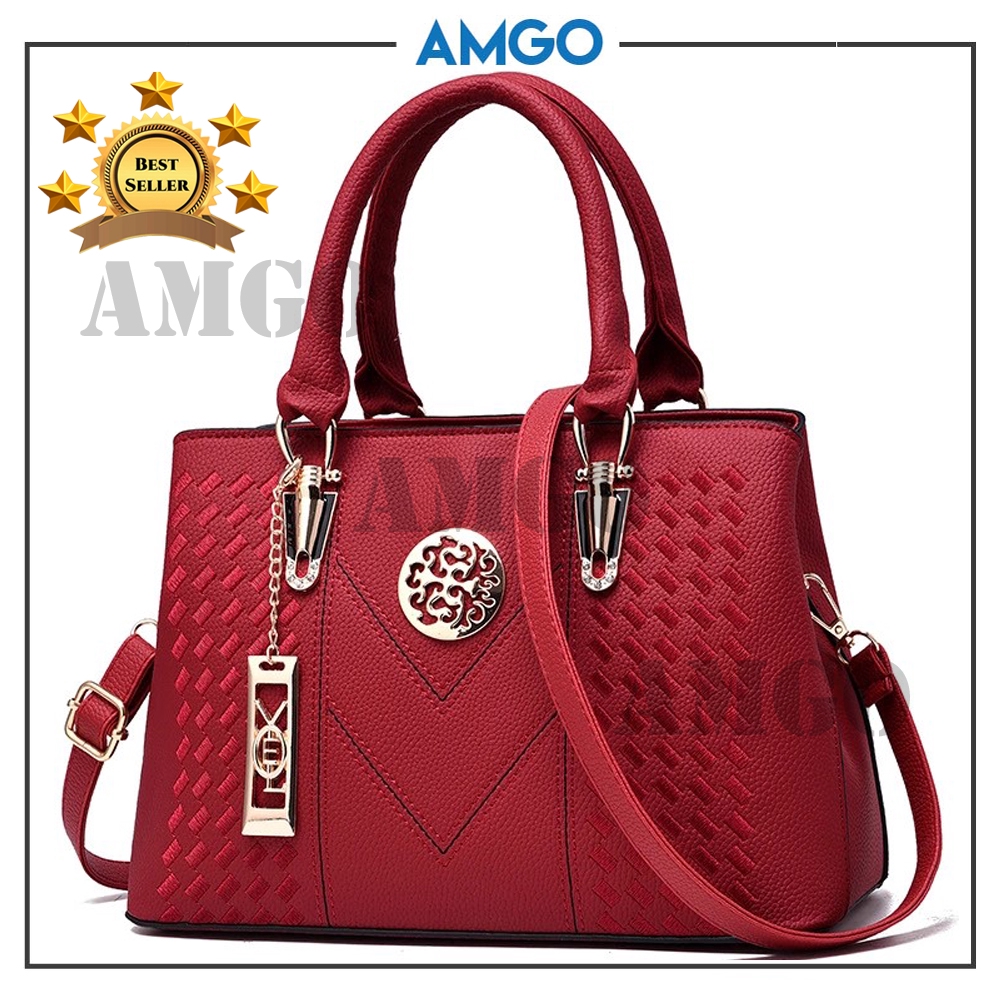 AMGO READY STOCK New Fashion Elegant Women Ladies Woman Bag Handbag Women s Woman s Bag Tote Shoulder Beg WINE RED Shopee Malaysia