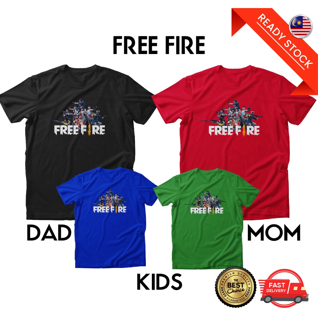 KID Free Fire Cotton Tshirt ready stock Malaysia baju free Fire