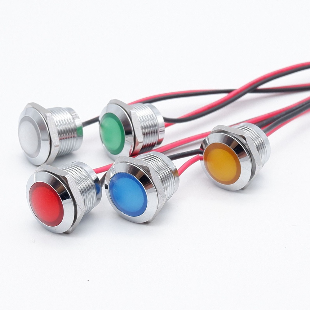 12mm Two Color Metal LED Warning Indicator Light Signal Pilot Lamp ...