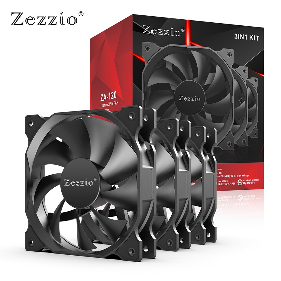 ZEZZIO ZA-120 3in1 120mm Computer Case Cooling fan Quiet 12cm CPU ...