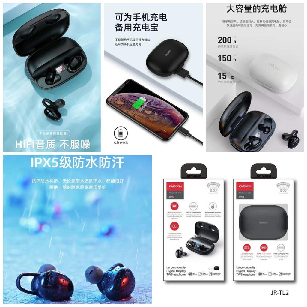 JOYROOM TWS Bluetooth Earphone Wireless Earbuds with Charging Box JOYROOM JR TL2 Ready Stock