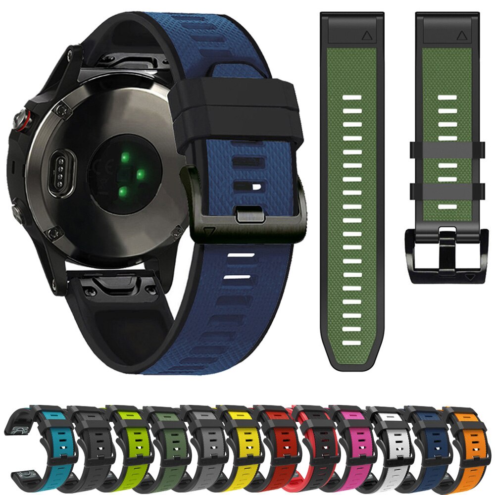 For Garmin Fenix 6 6X Pro 5X 5 Plus Watch Band Strap Forerunner 935 945 Quick  Release Strap Double color Sport Silicone Bracelet