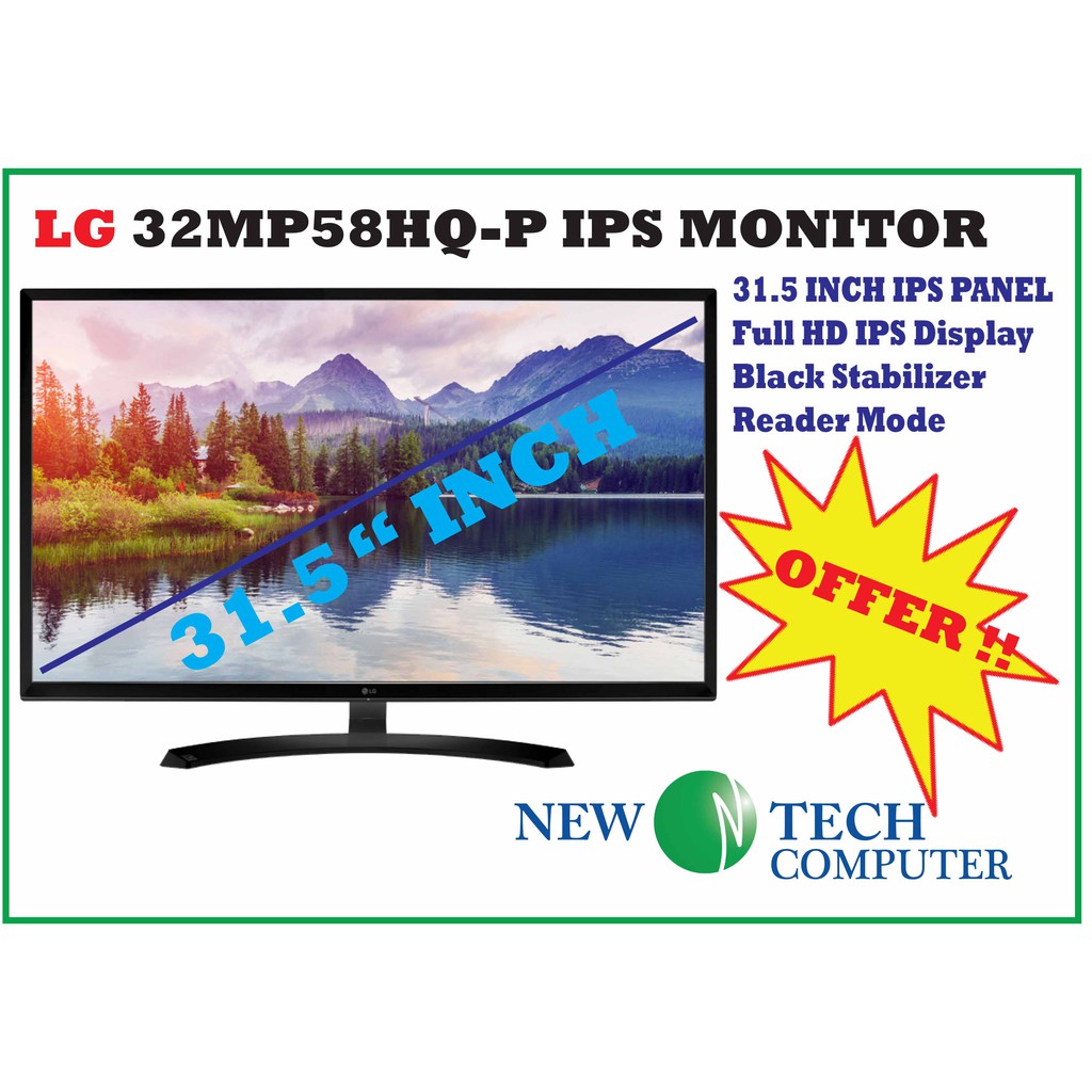 LG 32'' Full hot HD IPS LED Monitor (31.5'' Diagonal) Model 32MP58HQ-P