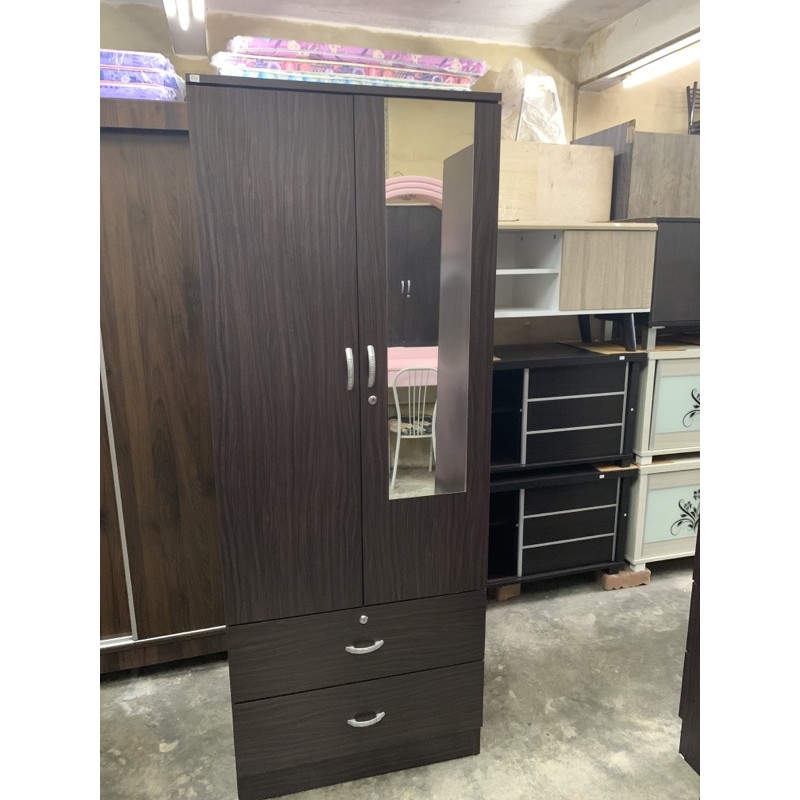 Dark brown deals wardrobe with mirror