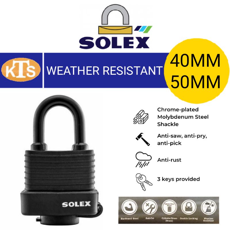 SOLEX WEATHER RESISTANT 40MM/50MM PADLOCK | Shopee Malaysia