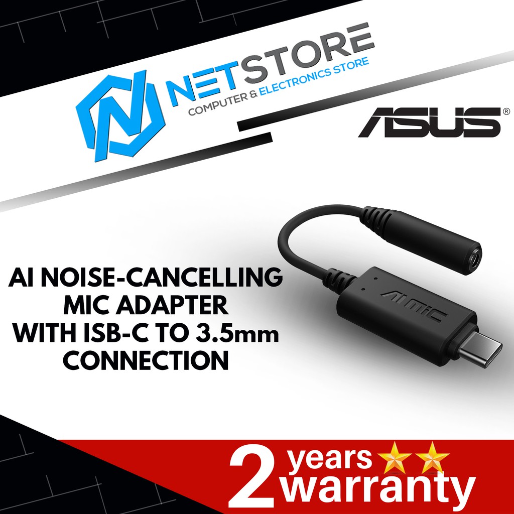 ASUS AI NOISE CANCELLING MIC ADAPTER WITH USB C TO 3.5mm CONNECTION