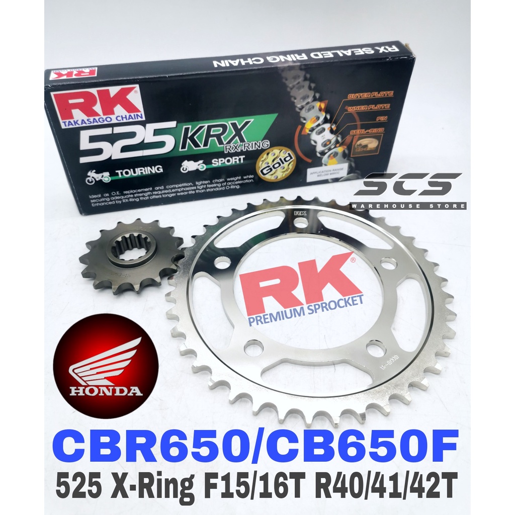 RK Sprocket Set Honda CBR650F / CB650F 525 XRing Black Gold Chain